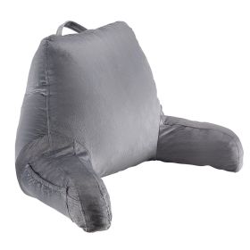 Reading Pillow, Standard Size Bed Pillow with Shredded Memory Foam, Back Pillow with 3 Pockets and Washable Short Velvet Cloth, Top with Handle