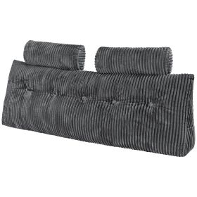 Headboard Pillow, Queen Size Wedge Headboard Pillow with 2 Side Pockets and 2 Headrests, Bed Wedge Pillow with Washable Flannel Cloth, for Readin