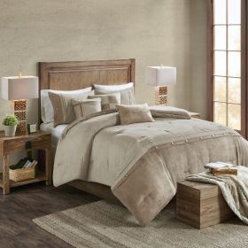 7 Piece Faux Suede Comforter Set (Color: as Pic)