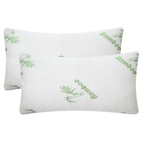 2Pcs Bamboo Memory Foam Pillow Hypoallergenic Bed Pillow For Head Neck Rest Sleeping Shredded Pillow Washable Cover Queen Size Pillow (Option: 2Pcs-QueenSize)
